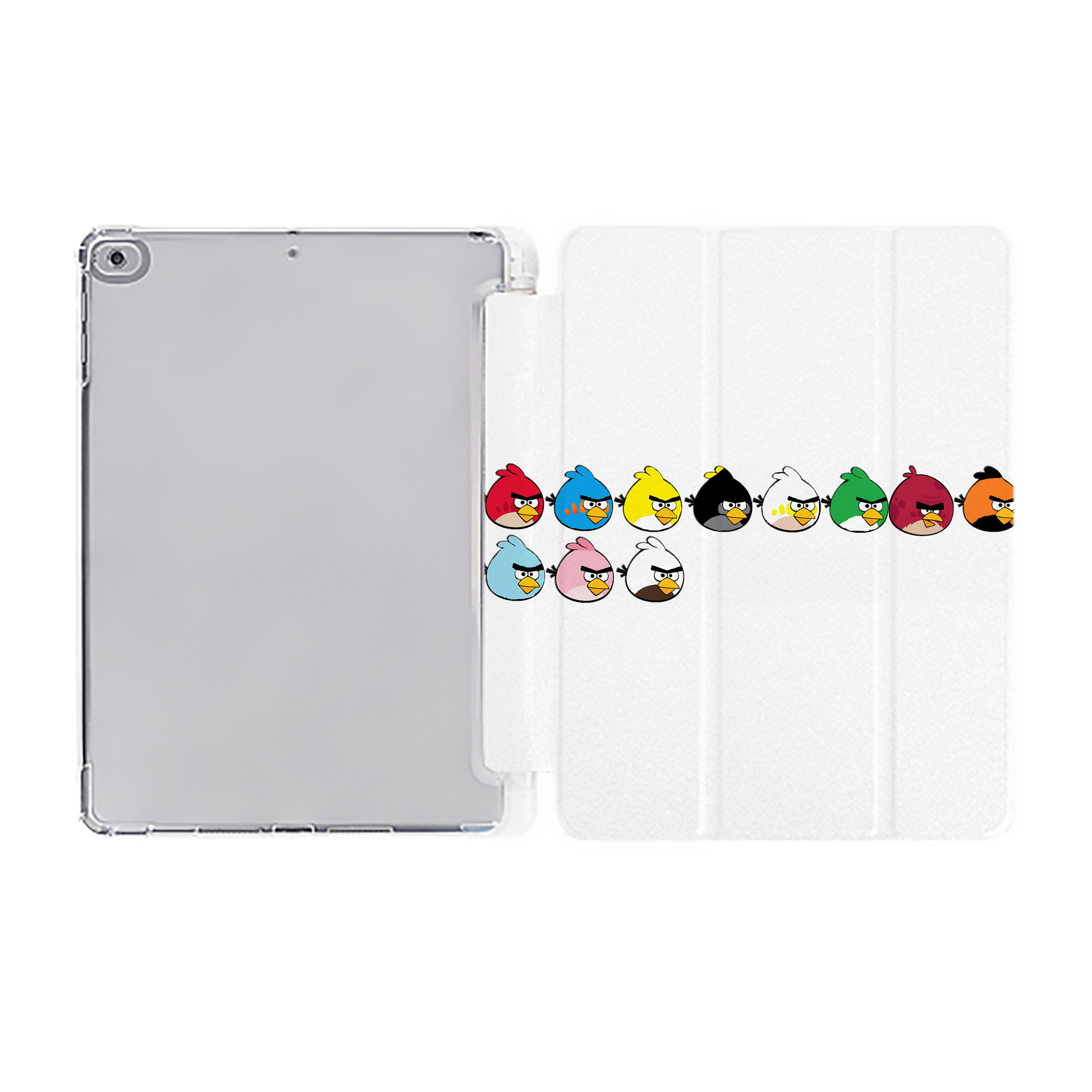 （画像用） Angry Birds アングリーバード IPad ケース ペン収納付き 三つ折りスタンド PUレザー×シリコン 対応機種9.5/10.5/10.9インチ
